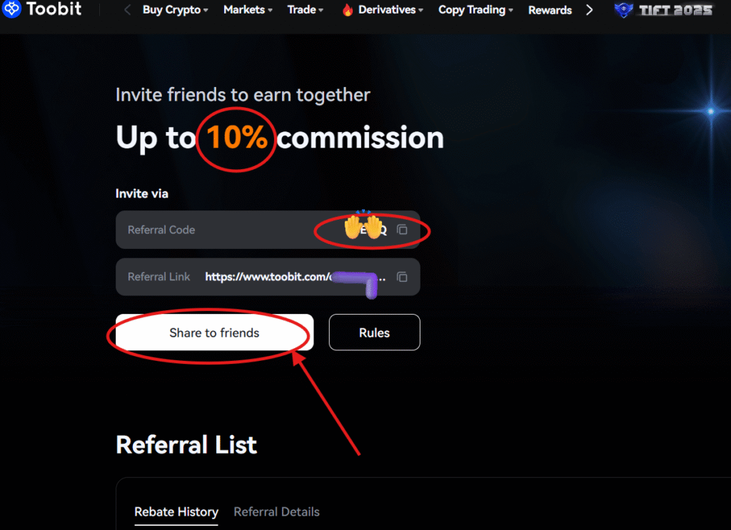 Copy and Share Your Referral Code